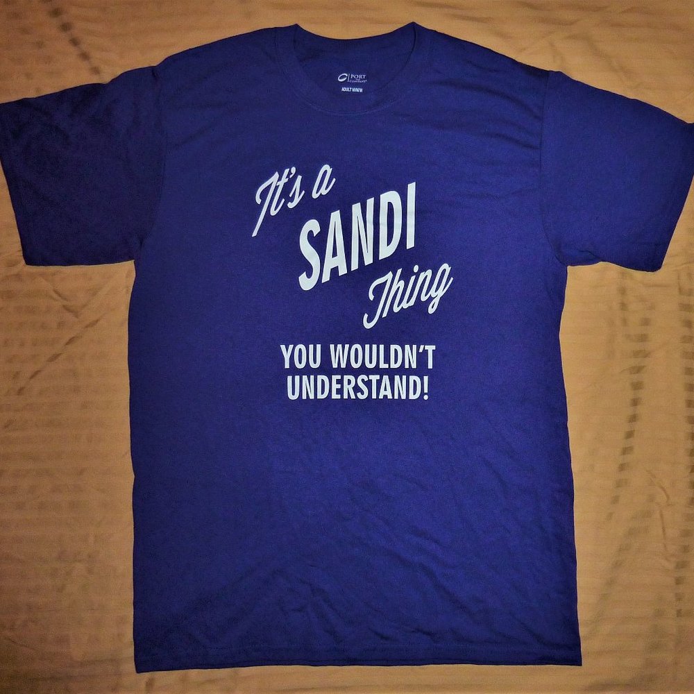 Social Media Internet Meme Joke Shirt Personalized Sandi (Purple)